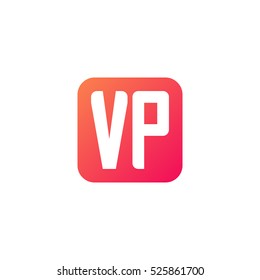 Initial letters VP rounded square shape red orange simple logo