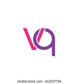 Initial letters vq, round overlapping lowercase logo modern design pink purple