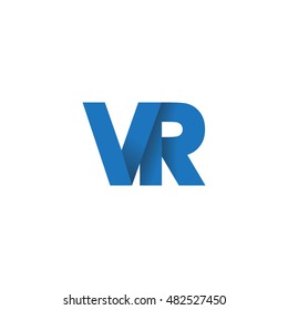 Initial letters VR overlapping fold logo blue