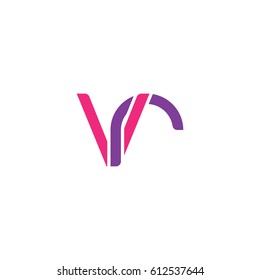 Initial letters vr, round overlapping lowercase logo modern design pink purple