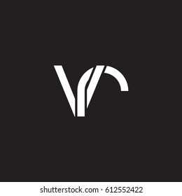 Initial letters vr, round overlapping chain shape lowercase logo modern design white black background