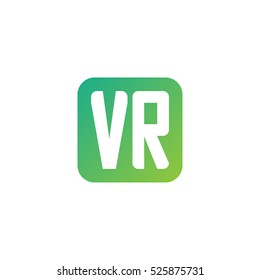 Initial letters VR rounded square shape green simple logo