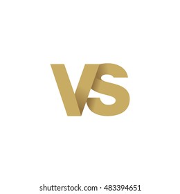 Initial letters VS overlapping fold logo brown gold