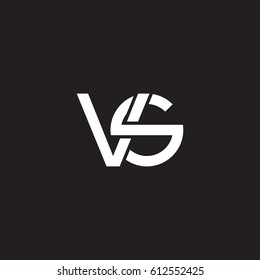 Initial letters vs, round overlapping chain shape lowercase logo modern design white black background
