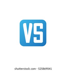 Initial letters VS rounded square shape blue simple logo