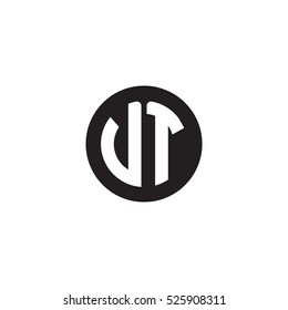 Initial letters VT circle shape monogram black simple logo