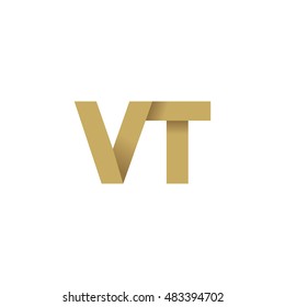 Initial letters VT overlapping fold logo brown gold