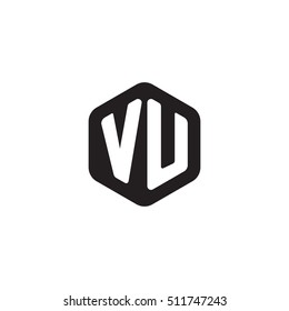 Initial letters VU rounded hexagon shape monogram black simple modern logo