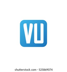 Initial letters VU rounded square shape blue simple logo