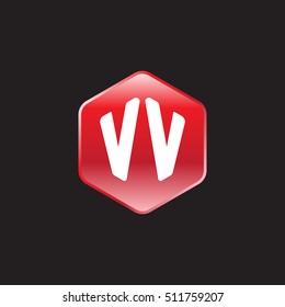 Initial letters VV rounded hexagon shape red modern logo
