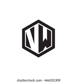 Initial letters VW negative space hexagon shape monogram logo
