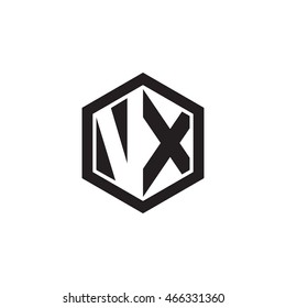 Initial letters VX negative space hexagon shape monogram logo