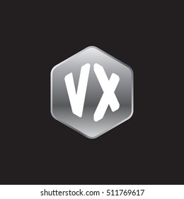 Initial letters VX rounded hexagon shape silver modern logo