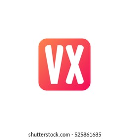 Initial letters VX rounded square shape red orange simple logo