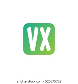 Initial letters VX rounded square shape green simple logo