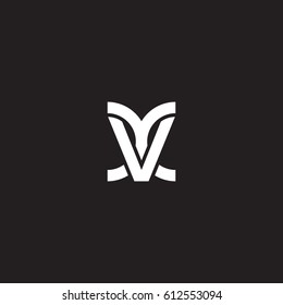 Initial letters vx, xv, round overlapping chain shape lowercase logo modern design white black background