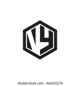 Initial letters VY negative space hexagon shape monogram logo