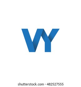 Initial letters VY overlapping fold logo blue