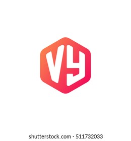 Initial letters VY rounded hexagon shape red orange simple modern logo