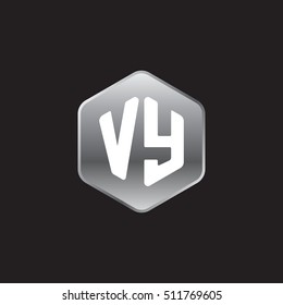 Initial letters VY rounded hexagon shape silver modern logo