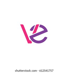 Initial letters vz, round overlapping lowercase logo modern design pink purple
