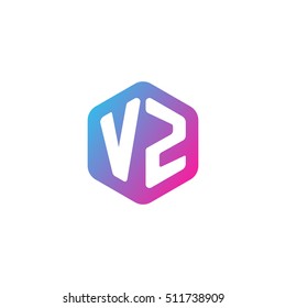 Initial letters VZ rounded hexagon shape blue pink purple simple modern logo