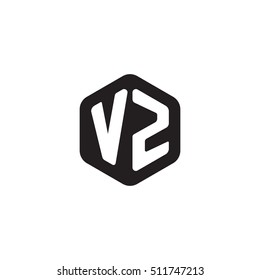 Initial letters VZ rounded hexagon shape monogram black simple modern logo