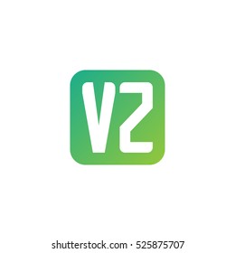 Initial letters VZ rounded square shape green simple logo