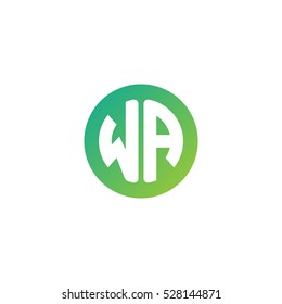 Initial letters WA circle shape green simple logo