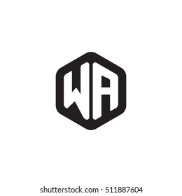 Initial letters WA rounded hexagon shape monogram black simple modern logo