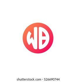 Initial letters WB circle shape red orange simple logo