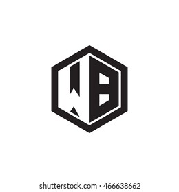 Initial letters WB negative space hexagon shape monogram logo
