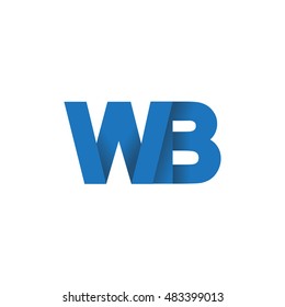 Initial letters WB overlapping fold logo blue