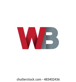 Initial letters WB overlapping fold logo red gray