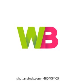 Initial letters WB overlapping fold logo green magenta