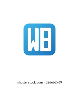 Initial letters WB rounded square shape blue simple logo