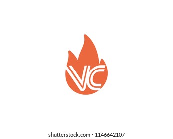 Initial letters WC in fire. Logo vector