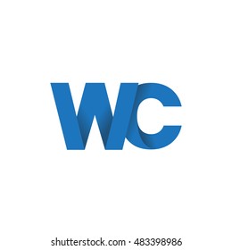 Initial letters WC overlapping fold logo blue