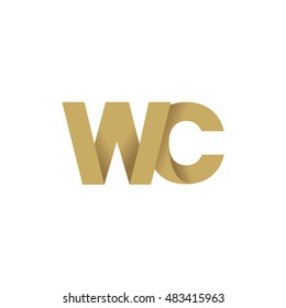 Initial letters WC overlapping fold logo brown gold
