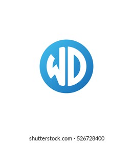 Initial letters WD circle shape blue simple logo