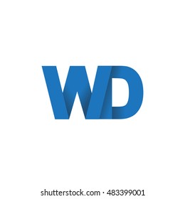 Initial letters WD overlapping fold logo blue