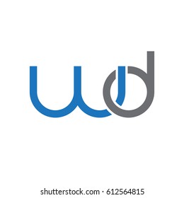 Initial letters wd, round overlapping lowercase logo modern design blue gray