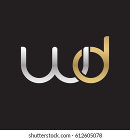 Initial letters wd, round overlapping chain shape lowercase logo modern design silver gold