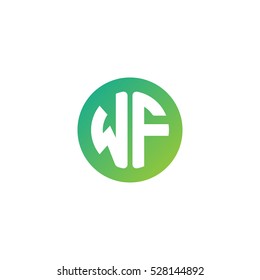 Initial letters WF circle shape green simple logo
