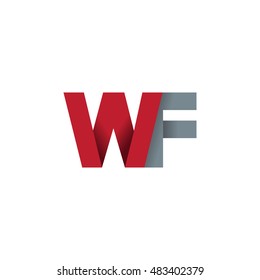 Initial letters WF overlapping fold logo red gray