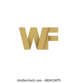 Initial letters WF overlapping fold logo brown gold