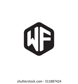 Initial letters WF rounded hexagon shape monogram black simple modern logo