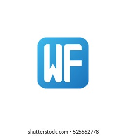 Initial letters WF rounded square shape blue simple logo