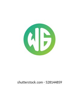 Initial letters WG circle shape green simple logo