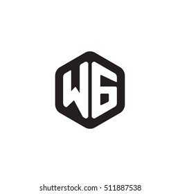 Initial letters WG rounded hexagon shape monogram black simple modern logo